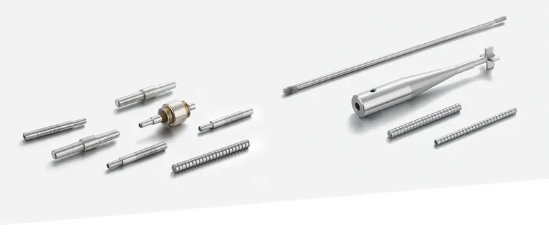 Threaded and stepped shafts from the medical equipment section of the MICRO catalogue